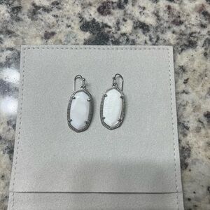 Kendra Scott Silver and White Oval Earrings